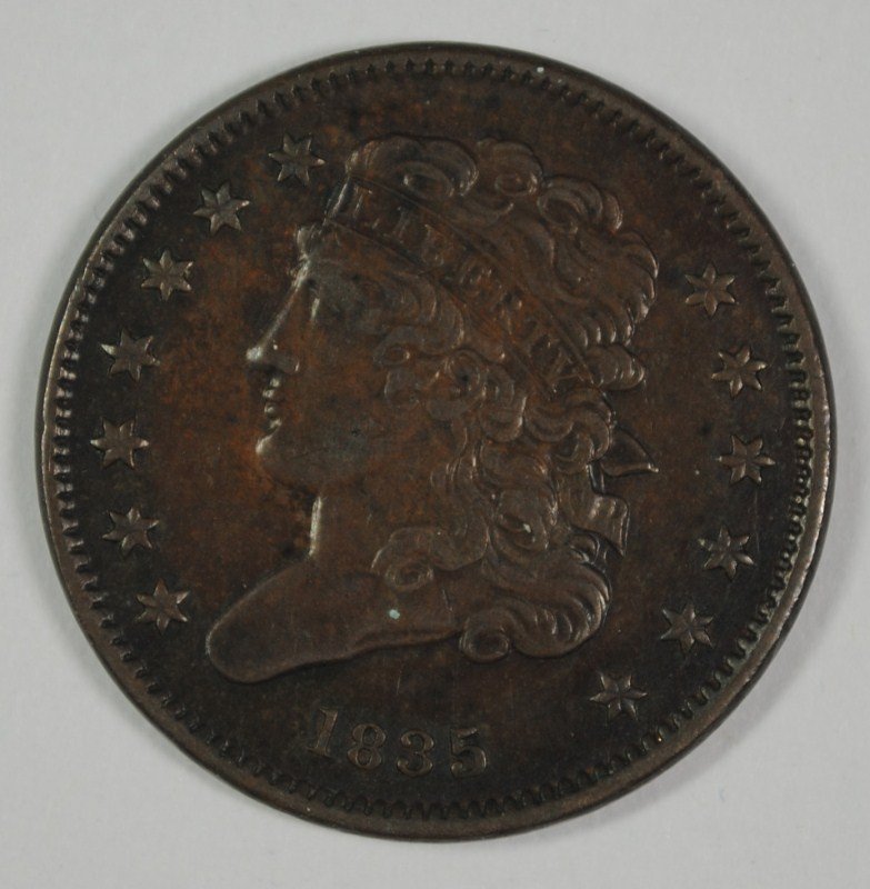 1835 HALF CENT, XF/AU (1 of 2)