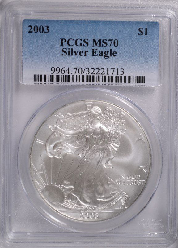 2003 AMERICAN SILVER EAGLE, PCGS MS-70! PERFECT! (1 of 4)