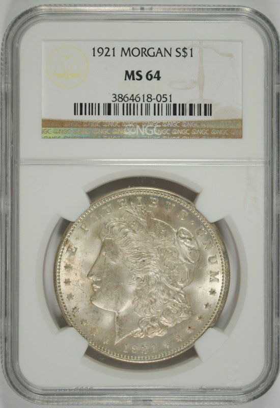 1921 MORGAN SILVER DOLLAR, NGC MS-64: ESTIMATE, $80.00 TO $100.00 Silvertowne Auctions is known for Quality & Service. Be sure to register to bid