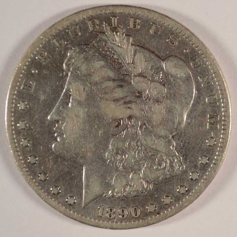 1890-CC MORGAN SILVER DOLLAR, VG-FINE  SEMI-KEY (1 of 2)