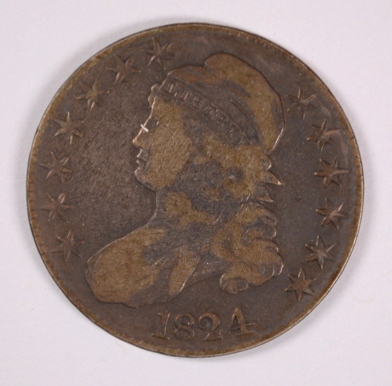 1824 CAPPED BUST HALF DOLLAR, FINE (1 of 2)