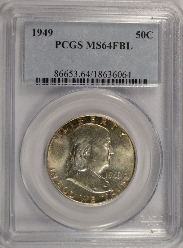 1949 FRANKLIN HALF DOLLAR, PCGS MS-64 FBL (1 of 4)