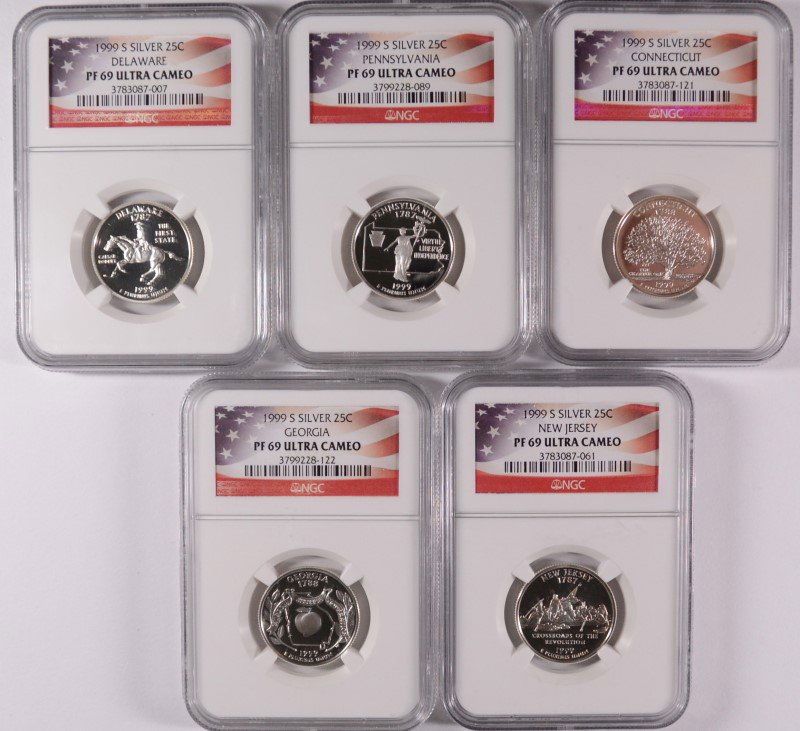 SET OF 1999-S SILVER PROOF STATEHOOD QUARTERS NGC PF-69 (1 of 2)