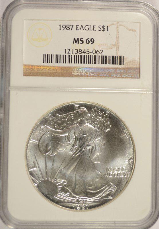 1987 SILVER AMERICAN EAGLE NGC MS-69 (1 of 4)