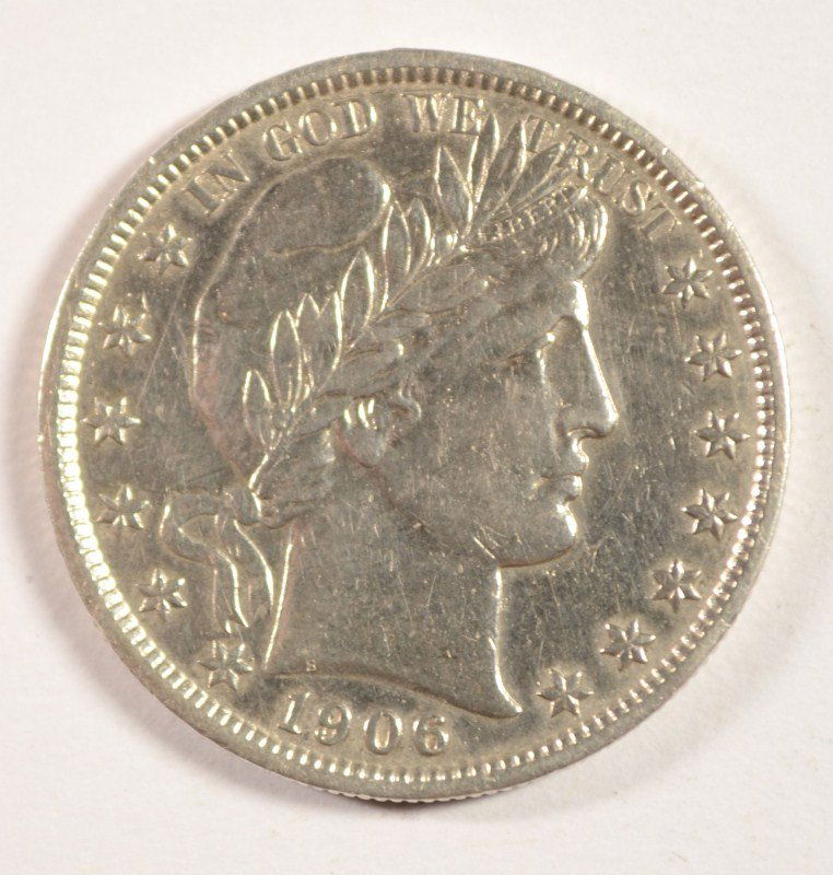 1906 BARBER HALF DOLLAR VF DETAILS (1 of 2)