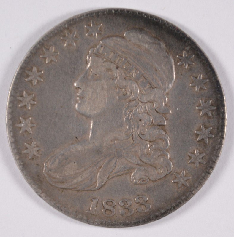 1833 CAPPED BUST HALF DOLLAR, VF/XF (1 of 2)
