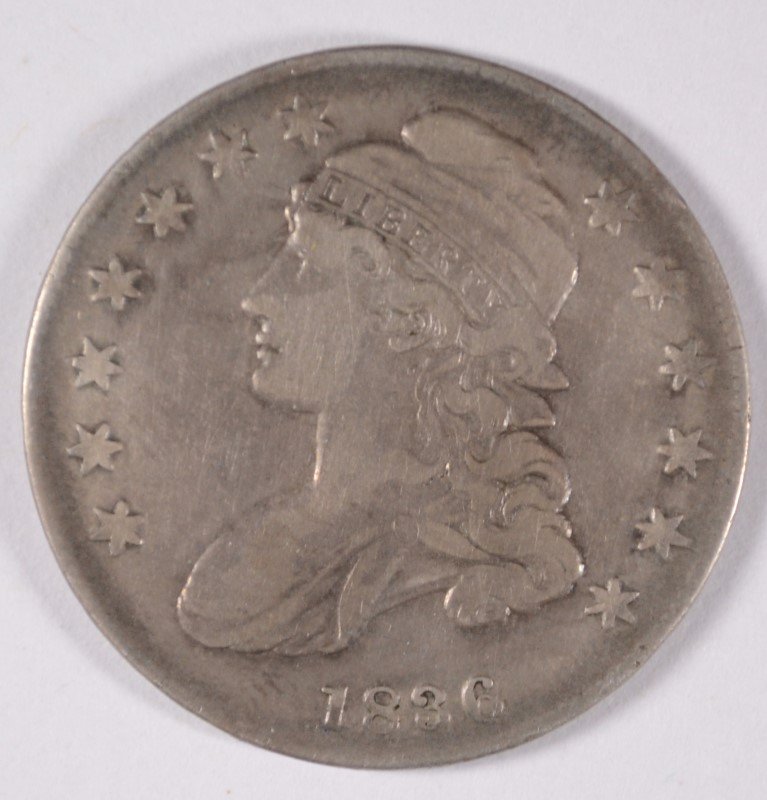 1836 CAPPED BUST HALF DOLLAR, VF/XF (1 of 2)