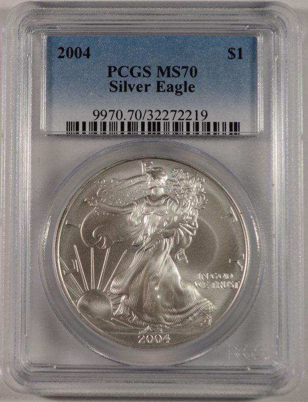 2004 AMERICAN SILVER EAGLE, PCGS MS-70! (1 of 4)
