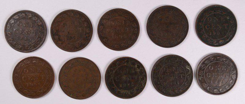 CANADA LARGE CENT LOT (10 COINS) GOOD/VG/FINE (1 of 2)