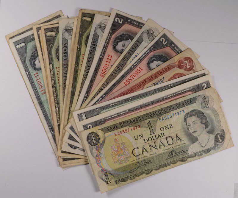 LARGE CANADA CURRENCY LOT (16 PCS) 4- 1954 $1, 2- 1954 (1 of 4)