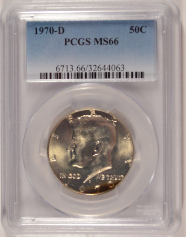 1970-D KENNEDY HALF DOLLAR, PCGS MS-66 RARE!!  KEY DATE (1 of 4)