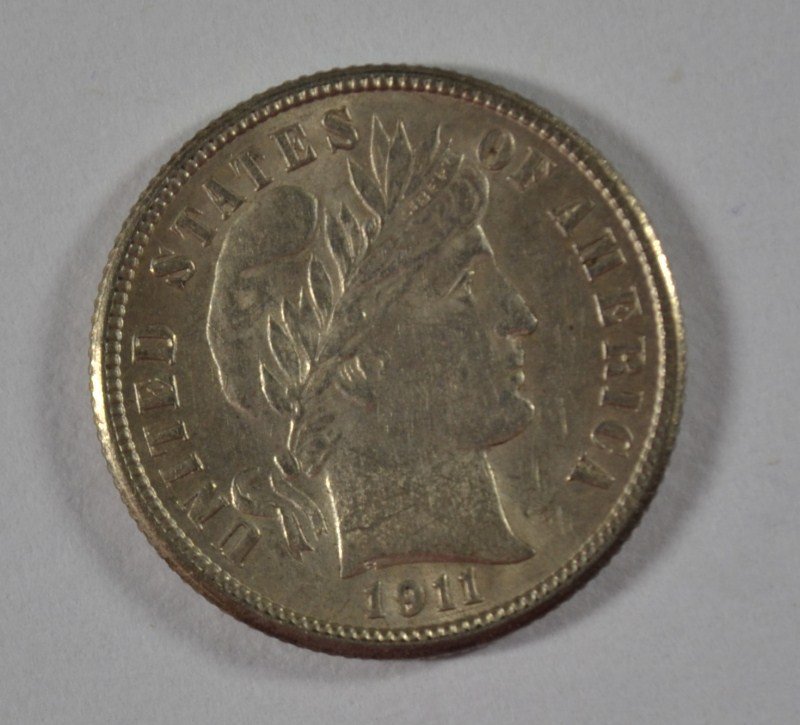 1911-S BARBER DIME, AU (1 of 2)