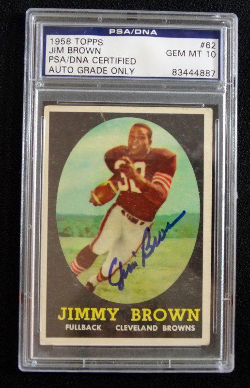 1958 TOPPS FOOTBALL #62 JIM BROWN AUTOGRAPHED CARD - (1 of 1)