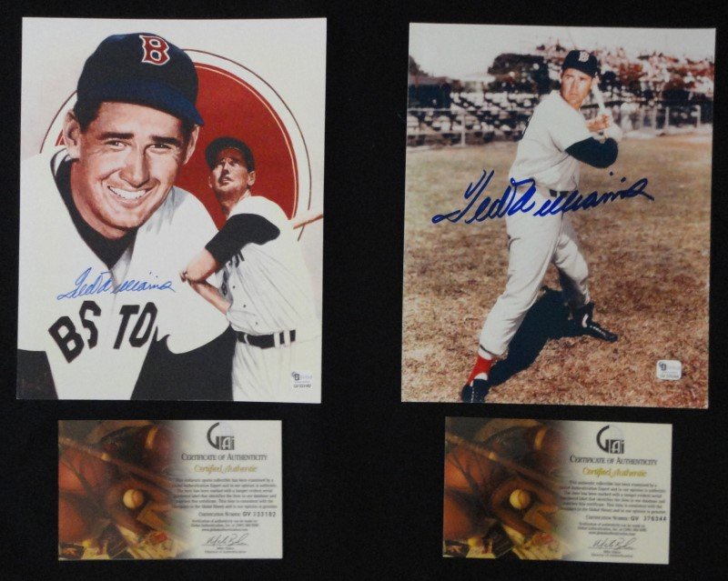 2 - TED WILLIAMS AUTOGRAPHED 8x10 PHOTO's, BOTH GAI (1 of 1)