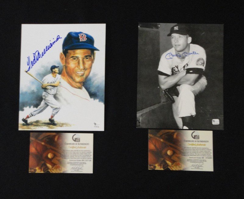 MICKEY MANTLE & TED WILLIAMS AUTOGRAPHED 8x10 PHOTOS, (1 of 1)