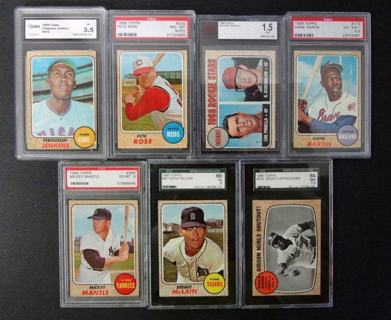 7 - 1968 TOPPS BASEBALL GRADED STAR CARDS - MANTLE, (1 of 7)