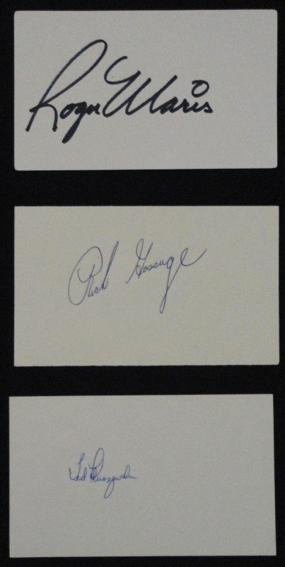 3 - AUTOGRAPHED BASEBALL 3x5 POSTCARDS - MARIS - (1 of 2)
