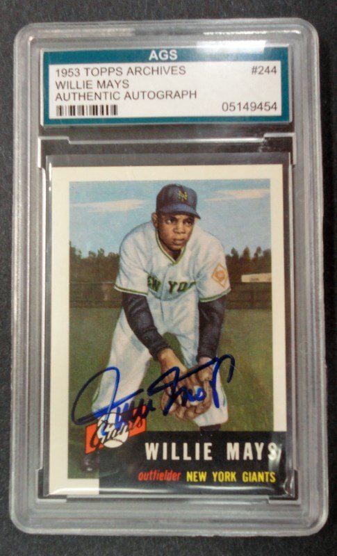 WILLIE MAYS AUTOGRAPH CARD - AGS AUTHENTIC (1 of 2)