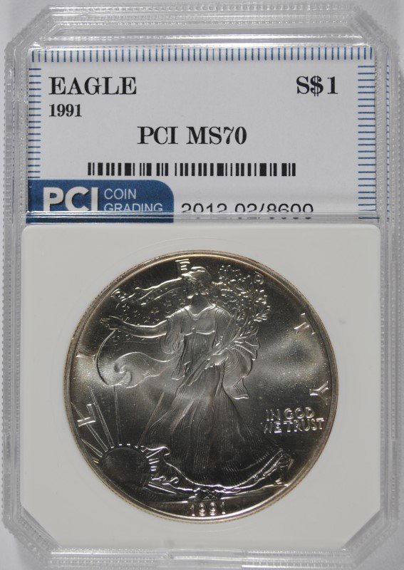 1991 AMERICAN SILVER EAGLE, PCI MS-70!  RARE!!! (1 of 4)