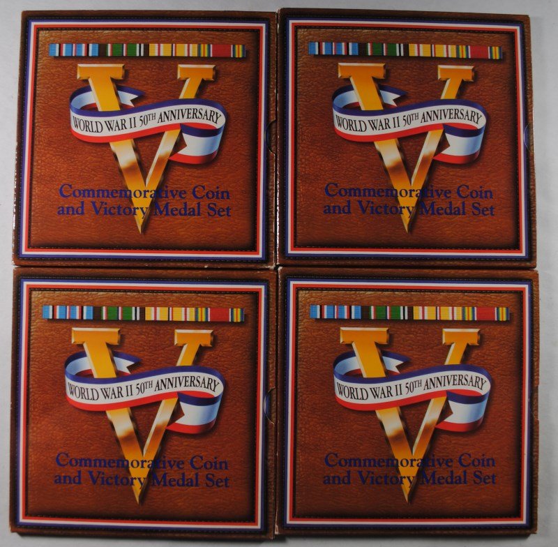 ( 4 ) WWII COMMEMORATIVE COIN AND MEDAL SETS: FEAT. (1 of 4)