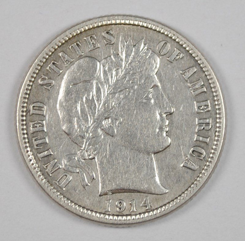 1914 BARBER DIME, AU (1 of 2)