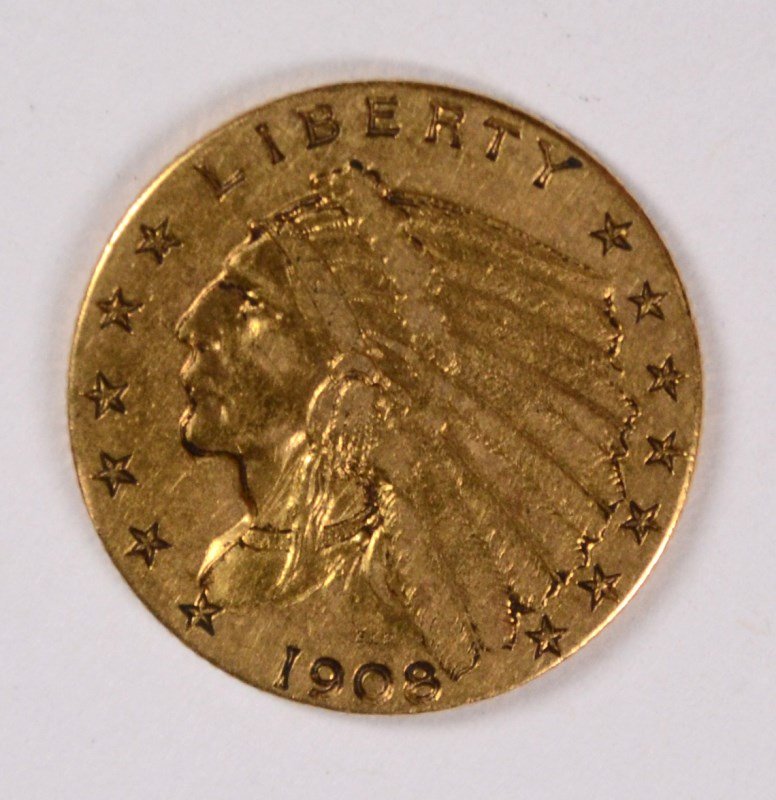 1908 $2.5 GOLD INDIAN XF (1 of 2)