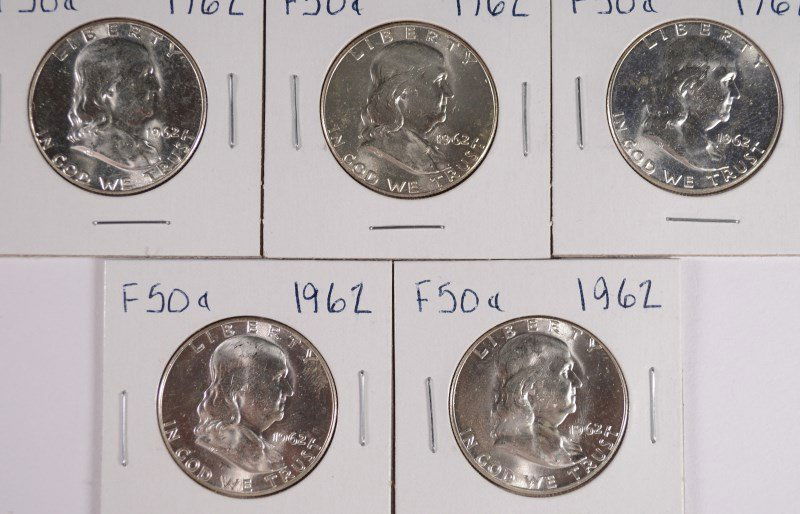 (5) 1962 FRANKLIN HALF DOLLARS CH BU (1 of 2)