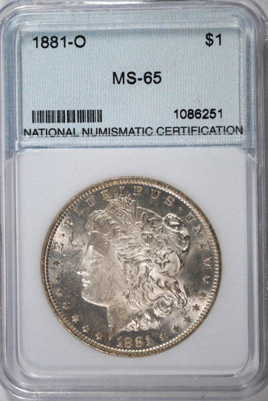 1881-O MORGAN SILVER DOLLAR, NNC MS-65 WHITE! RARE! (1 of 4)