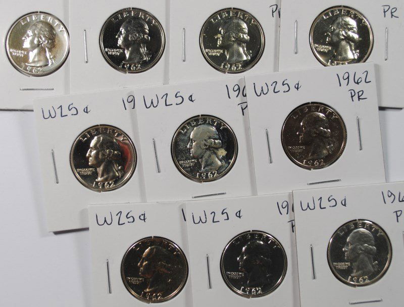 (10) 1962 PROOF WASHINGTON QUARTERS (1 of 2)