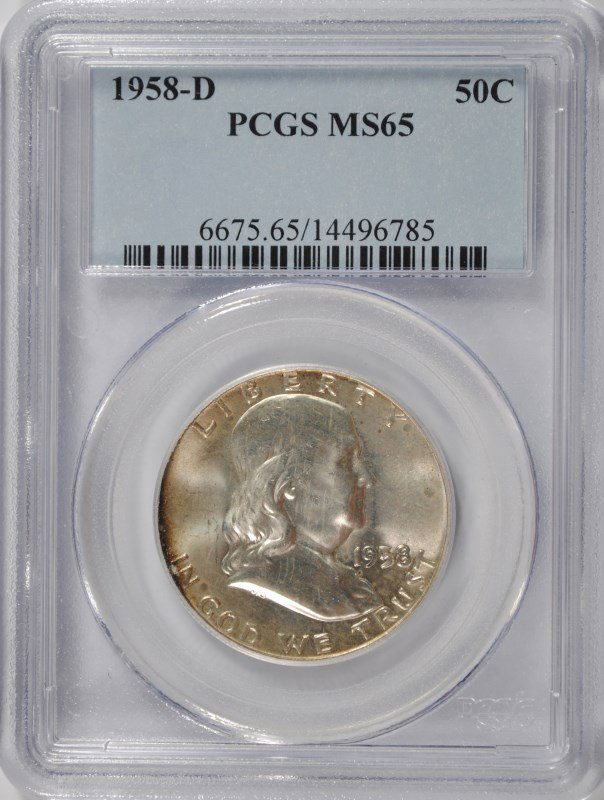 1958-D FRANKLIN HALF DOLLAR, PCGS MS-65 (1 of 4)