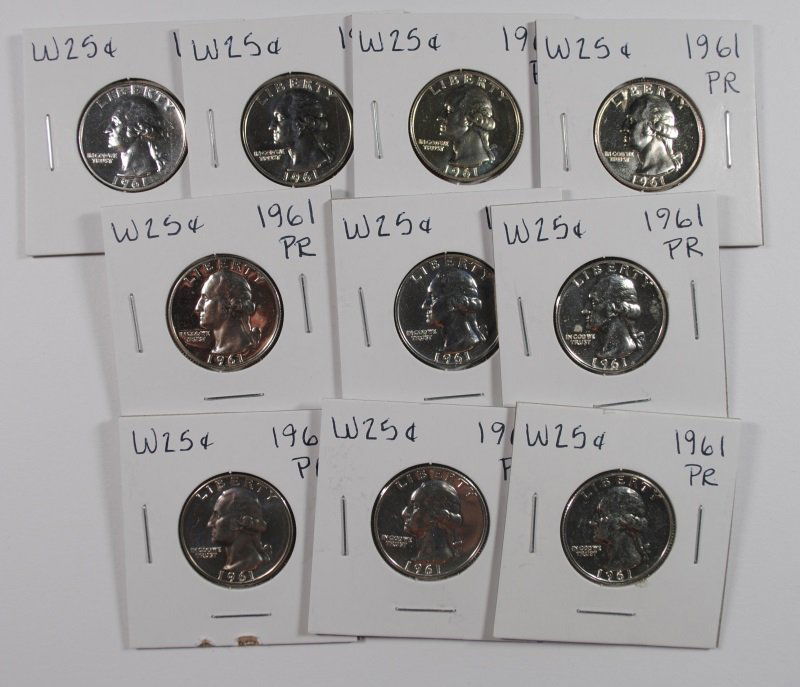 (10) 1961 PROOF WASHINGTON QUARTERS (1 of 2)