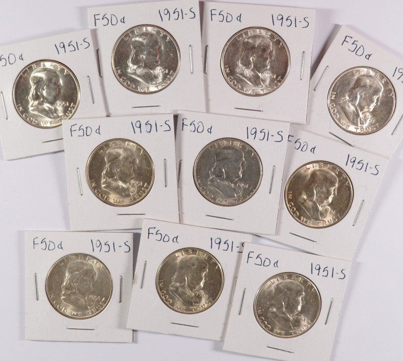 (10) 1951-S FRANKLIN HALF DOLLARS CH BU (1 of 1)