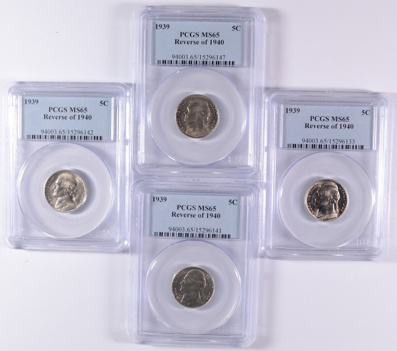 Lot of (4) 1939 Jefferson Nickels PCGS MS-65 Rev of (1 of 2)