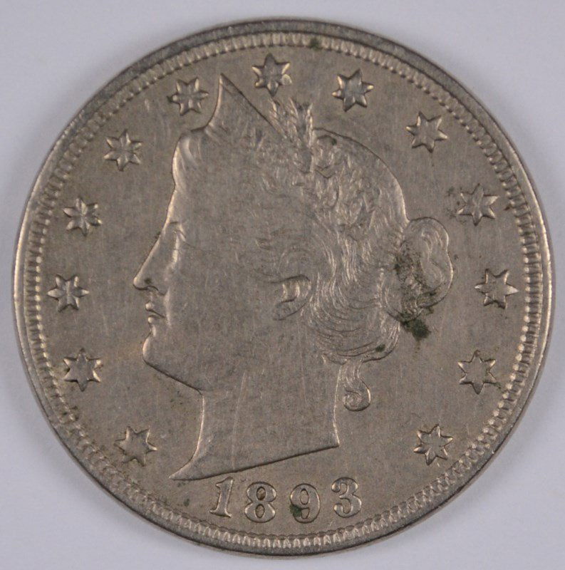 1893 LIBERTY "V" NICKEL, XF (1 of 2)
