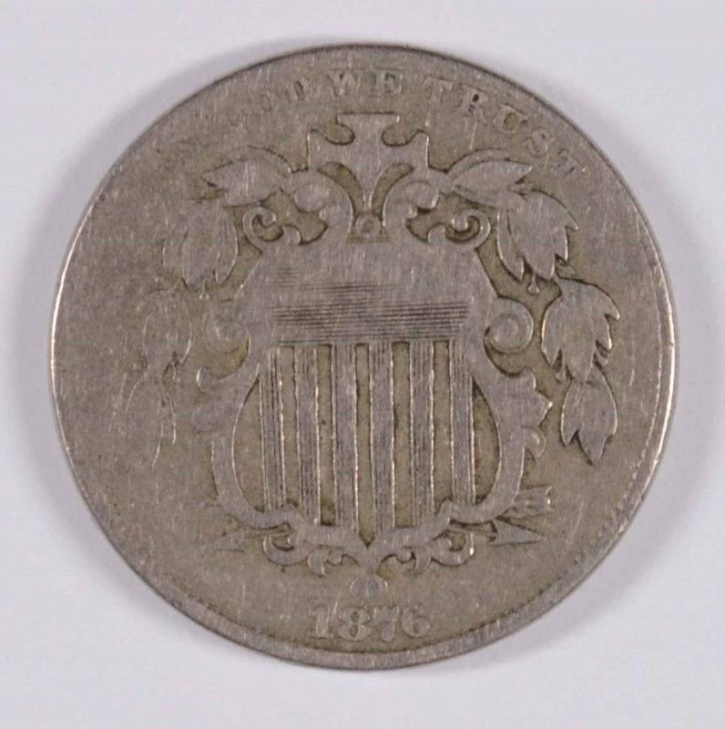 1876 SHIELD NICKEL, F-VF (1 of 2)