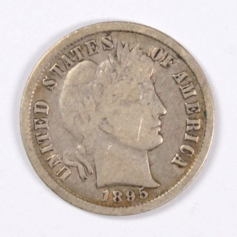 1895 BARBER DIME, FINE, SCRATCH ON OBVERSE (1 of 2)