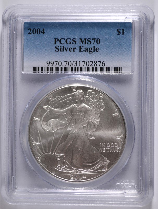 2004 AMERICAN SILVER EAGLE, PCGS MS-70! (1 of 4)