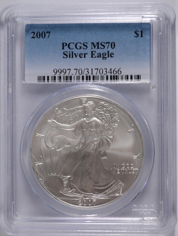 2007 AMERICAN SILVER EAGLE, PCGS MS-70 PERFECT! (1 of 4)
