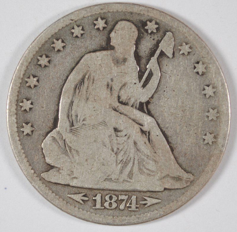 1874 SEATED HALF DOLLAR G/VG (1 of 2)