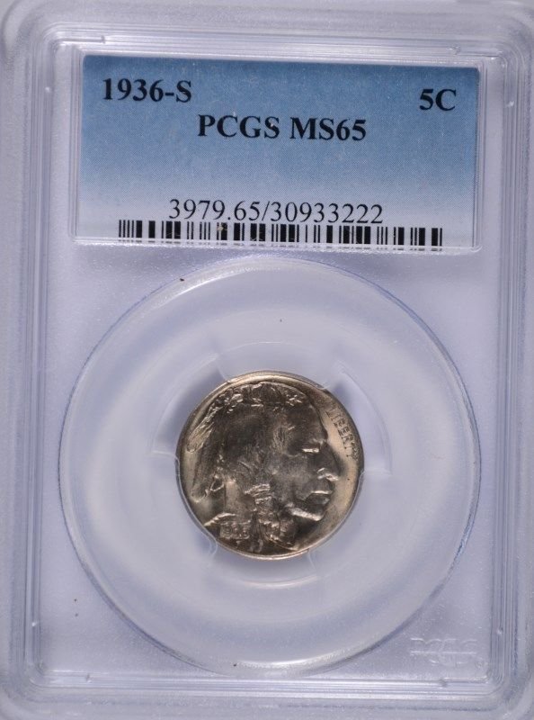1936-S BUFFALO NICKEL PCGS MS-65 (1 of 4)