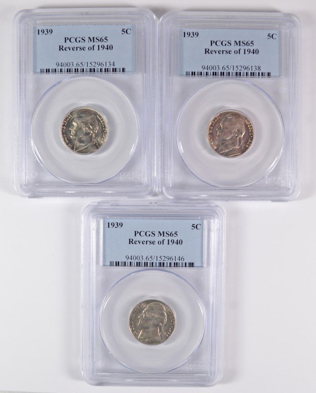 ( 3 ) 1939 REVERSE OF 1940 JEFFERSON NICKELS, PCGS (1 of 2)