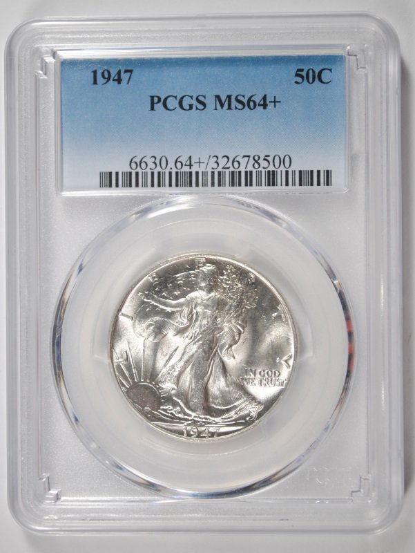 1947 WALKING LIBERTY HALF DOLLAR, PCGS MS-64+ (1 of 4)