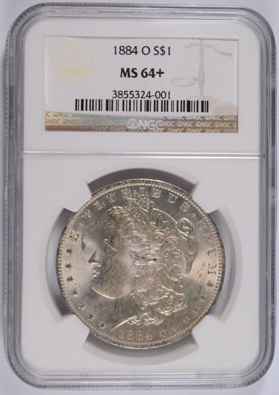 1884-O MORGAN SILVER DOLLAR, NGC MS-64+ (1 of 4)