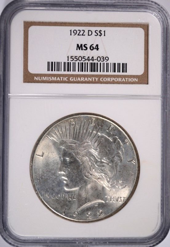 1922-D PEACE SILVER DOLLAR, NGC MS-64  NICE! (1 of 4)