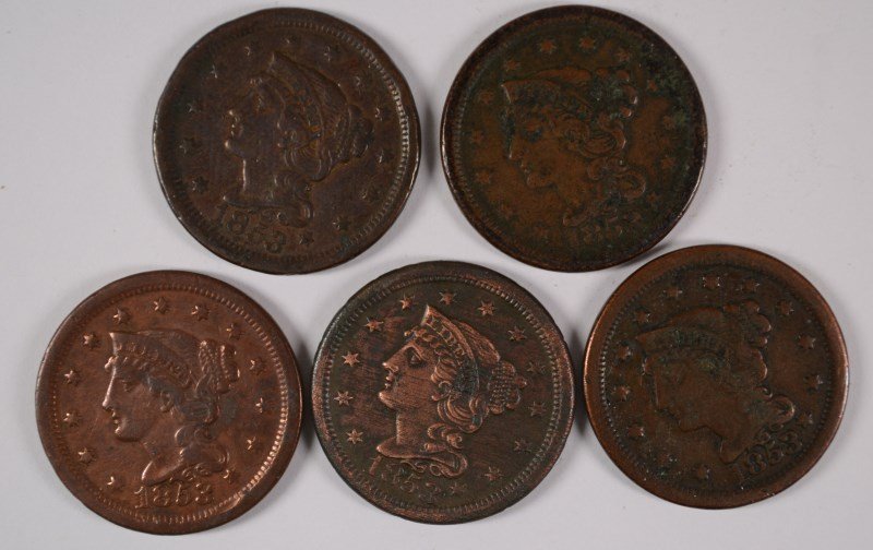 (5) 1853 LARGE CENTS (1 of 2)