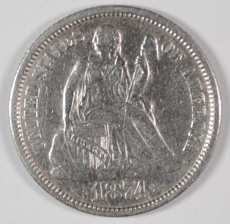1874 SEATED DIME VF/XF (1 of 2)