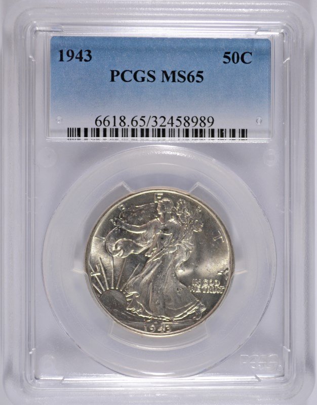1943 WALKING LIBERTY HALF DOLLAR PCGS MS65 GEM BLAST (1 of 4)