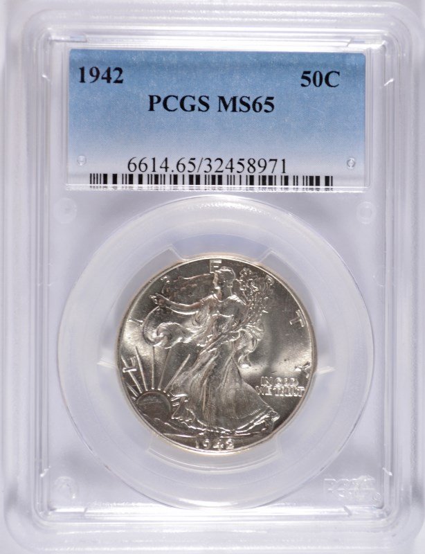 1942 WALKING LIBERTY HALF DOLLAR PCGS MS65 GEM BLAST (1 of 4)