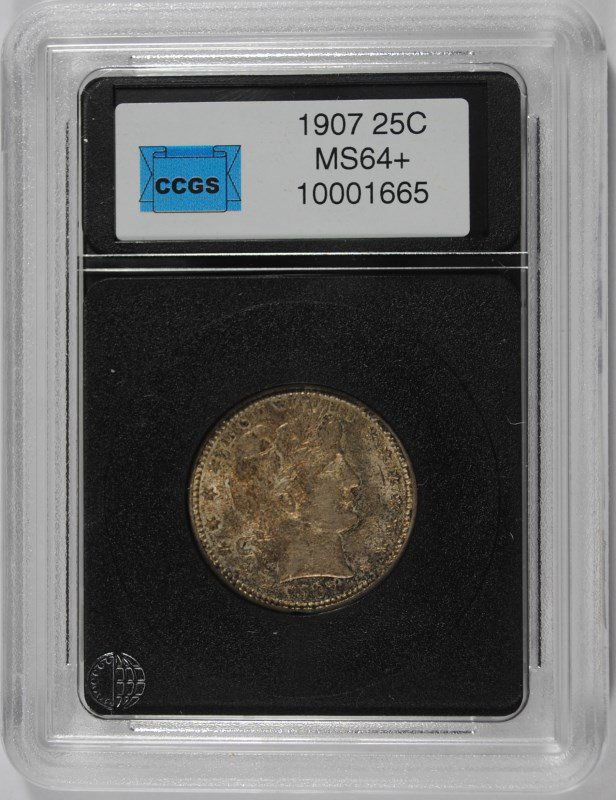 1907 BARBER QUARTER, CCGS MS-64+  NICE TONING! (1 of 4)