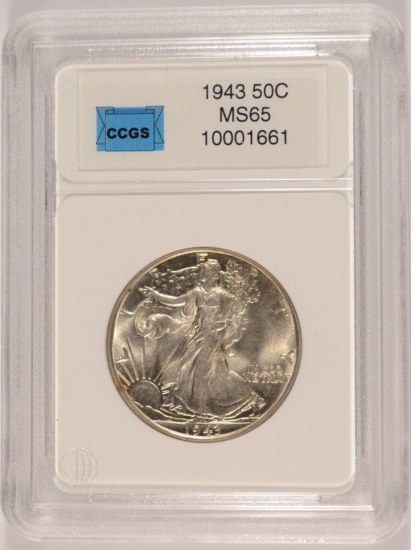 1943 WALKING LIBERTY HALF DOLLAR, CCGS MS-65 (1 of 4)